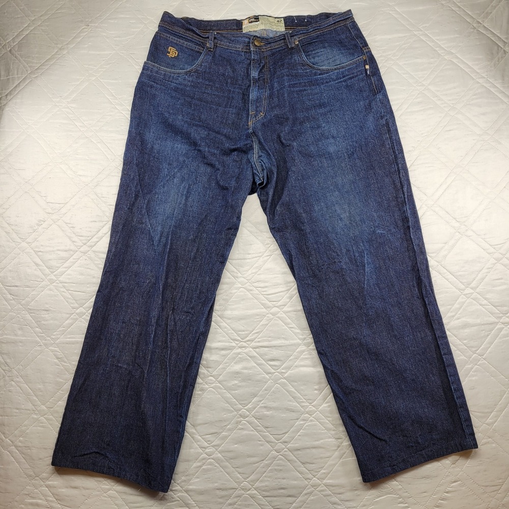 state property vintage wide leg distressed blue jeans size 42X31